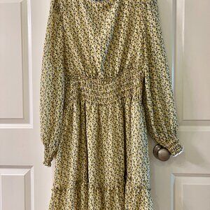 🌼 Max Studio Yellow Floral Smocked Dress – Size XL (Never Worn)